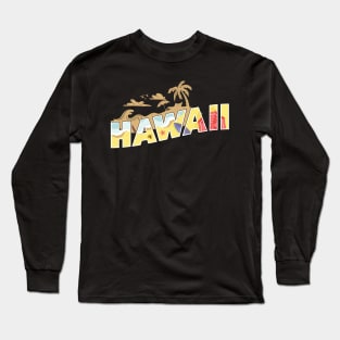 Retro Hawaii Beach Surfer Longboard Aloha Long Sleeve T-Shirt